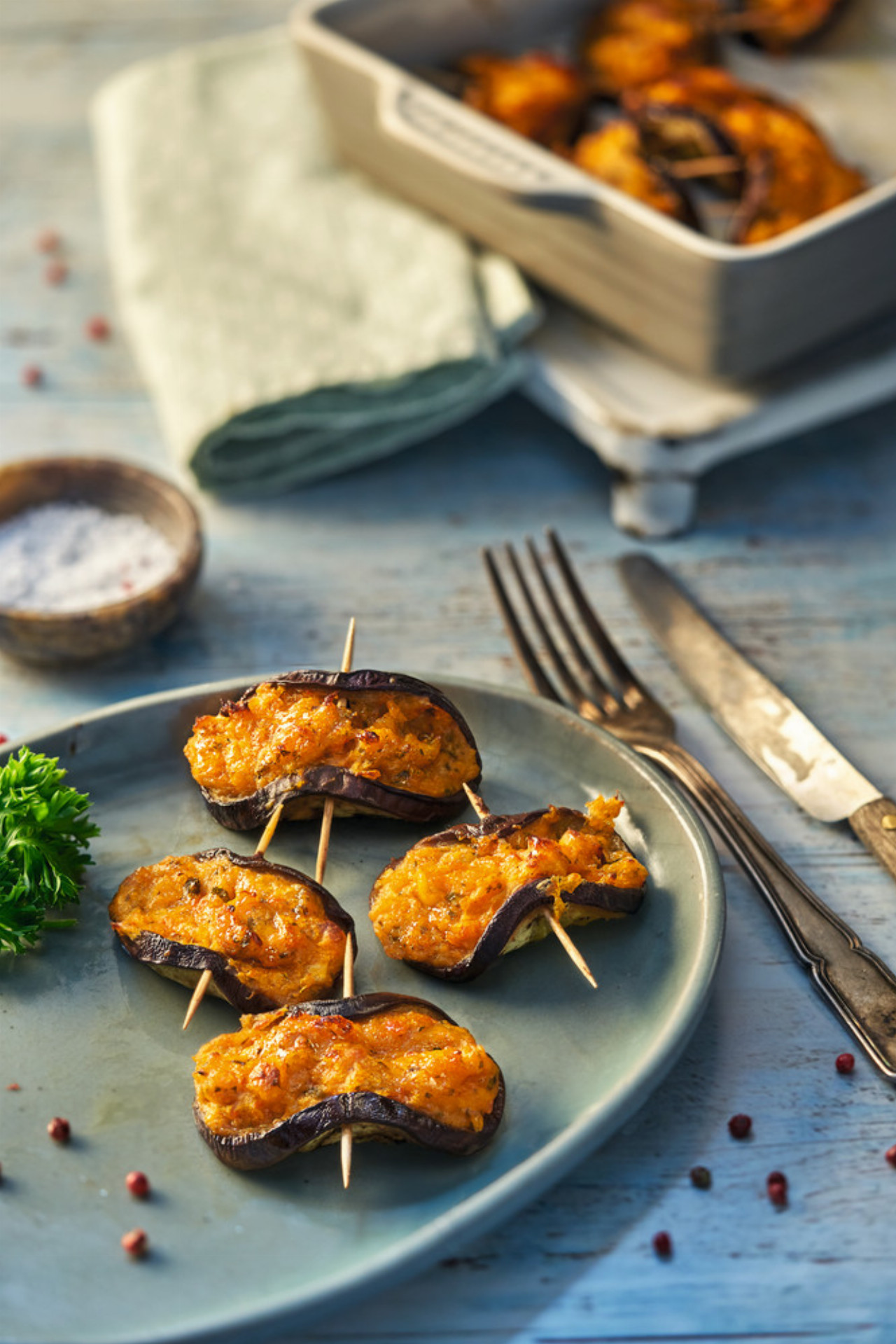 Gefüllte Auberginen-Röllchen - Monsieur Cuisine Rezept