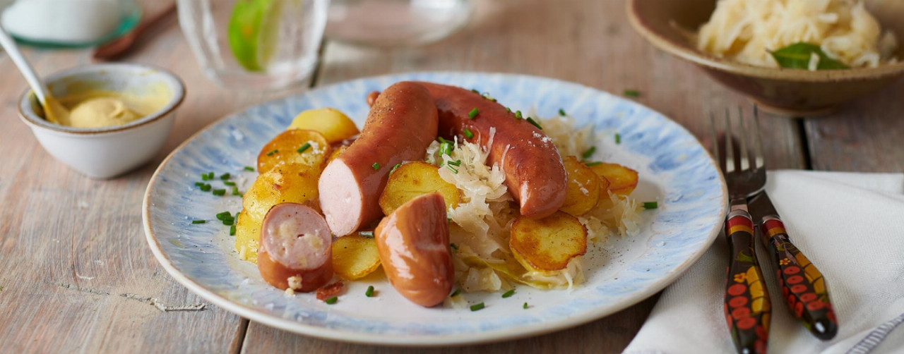Käsebratwurst mit Sauerkraut - Rezept | LIDL Kochen Käsebratwurst mit Sauerkraut - Rezept | LIDL Kochen