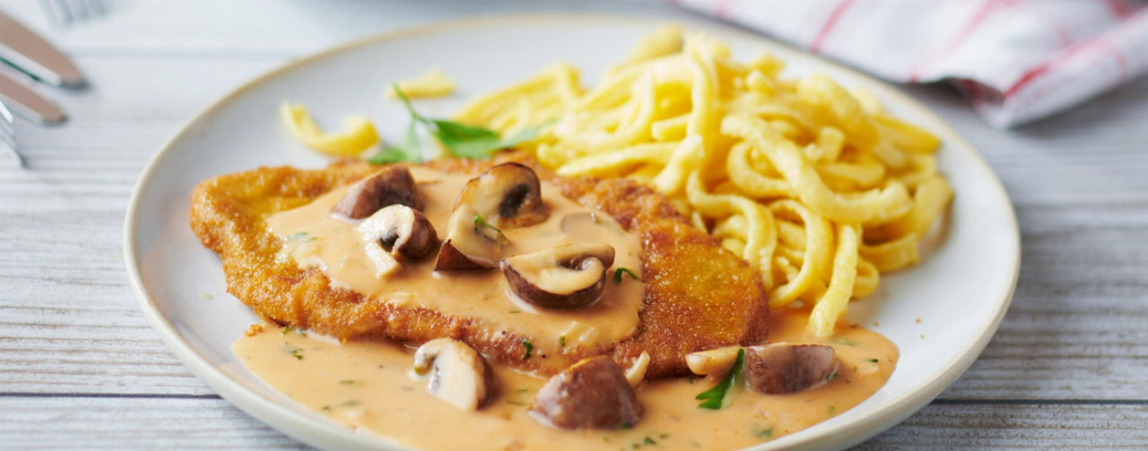 Jägerschnitzel mit Spätzle - Rezept | LIDL Kochen Jägerschnitzel mit Spätzle - Rezept | LIDL Kochen