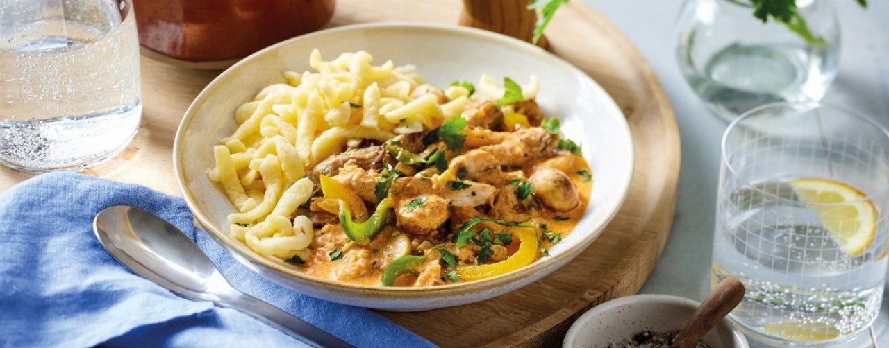Schnitzeltopf mit Spätzle - Monsieur Cuisine Rezept