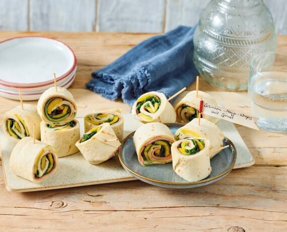 Schinken-Mango-Wraps mit Spinat