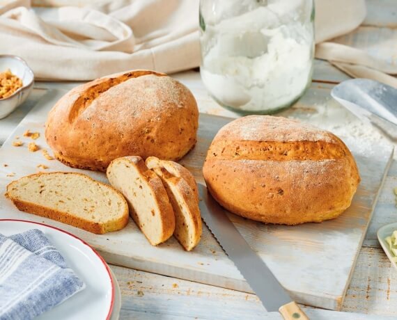 Baguette mit Schinken und Käse