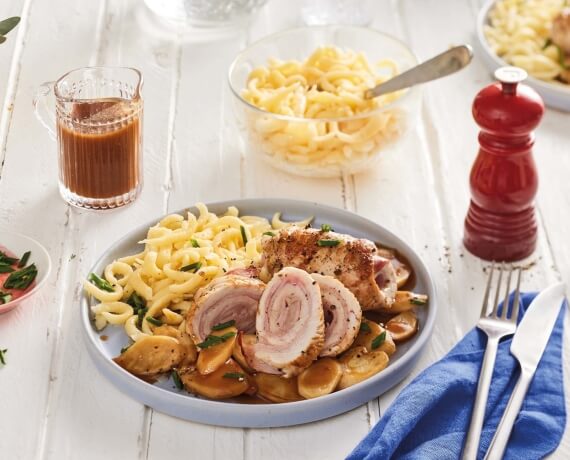 Dies ist Schritt Nr. 1 der Anleitung, wie man das Rezept Puteninvoltini mit Spätzle zubereitet.