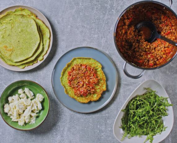 Dies ist Schritt Nr. 7 der Anleitung, wie man das Rezept Rucola-Pfannkuchen mit Hackfleisch zubereitet.