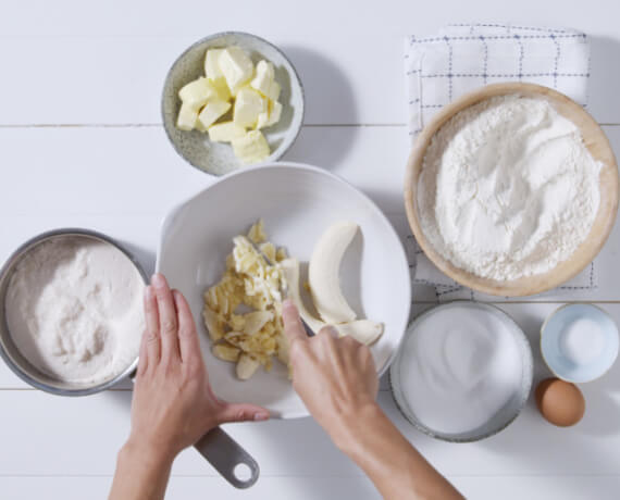 Dies ist Schritt Nr. 1 der Anleitung, wie man das Rezept Bananen-Zimtschnecken zubereitet.