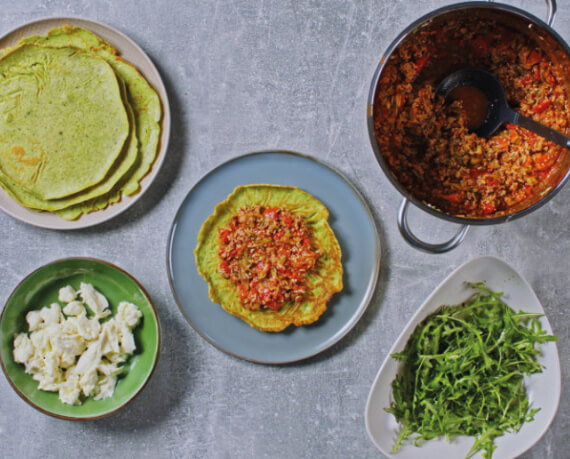 Dies ist Schritt Nr. 7 der Anleitung, wie man das Rezept Rucola-Pfannkuchen mit Hackfleisch zubereitet.