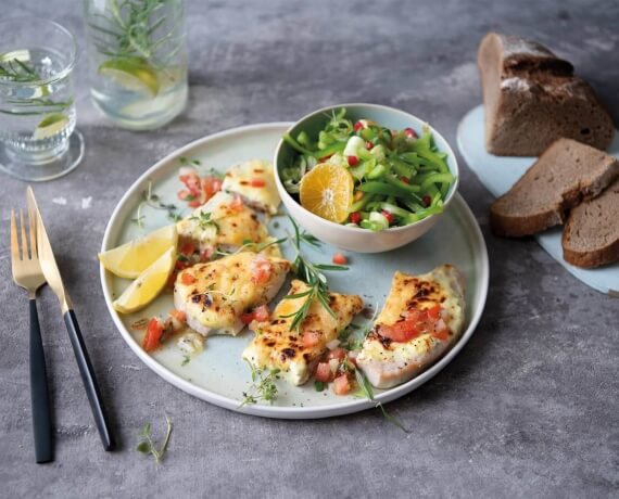 Putenschnitzel in Senfcreme aus dem Ofen