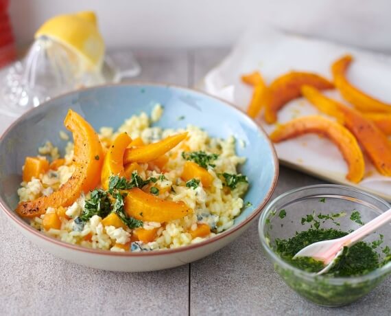 Kürbisrisotto mit Gorgonzola und Gremolata