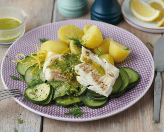 Kabeljau mit Zitronen-Dill-Butter und Kartoffeln für 4 Personen von lidl-kochen.de