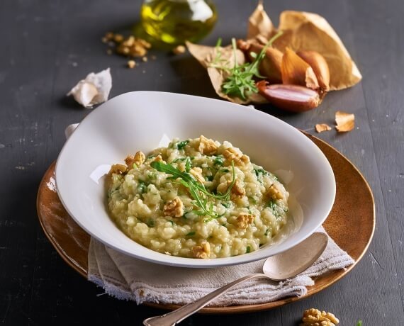 Rucolarisotto mit Ziegenfrischkäse