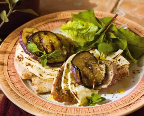 Hähnchenschnitzel mit Aubergine