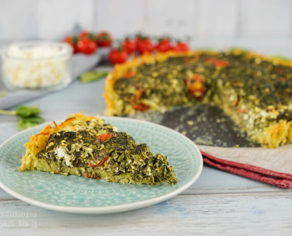 Spinat-Feta-Quiche mit Röstiboden