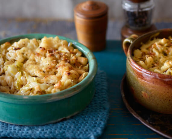 Überbackene Spätzle mit Kohl