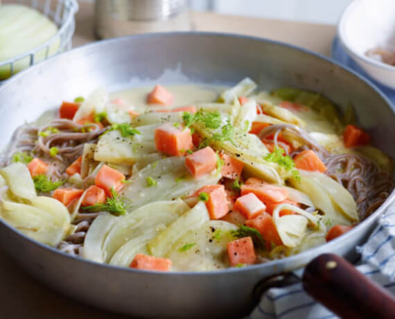 Pasta mit Süßkartoffel-Fenchel-Kokossauce