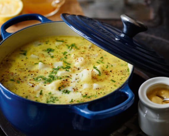 Kartoffel-Kohlrabi-Suppe mit Senf