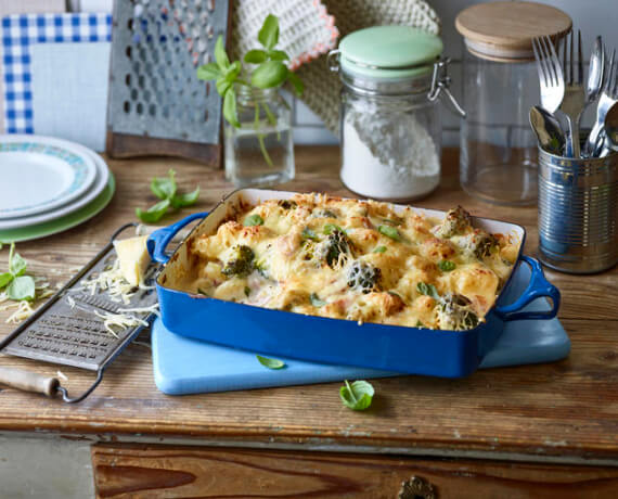 Brokkoli-Gnocchi-Auflauf mit Schinken