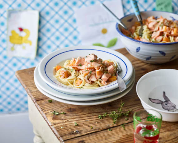 Pasta mit Lachs-Kürbis-Sauce