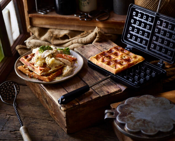 Kartoffelwaffeln mit Hähnchenragout