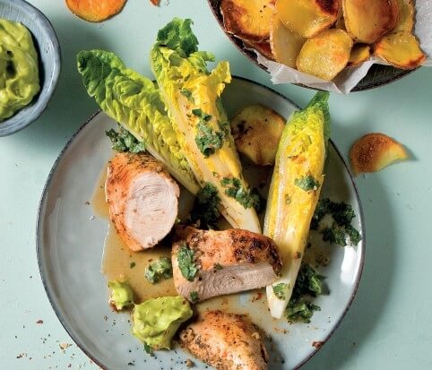 Putensteak mit selbstgemachten Chips von der Kartoffel und Guacamole für 4 Personen von lidl-kochen.de