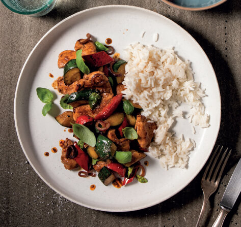 Hähnchengeschnetzeltes mit Paprika-Wok-Gemüse