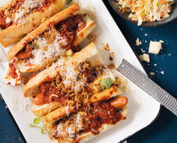 Texas-Chili-Dogs mit Coleslaw