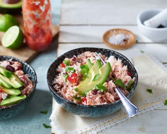 Vegane mexikanische Reispfanne