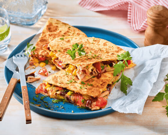 Quesadillas mit Kidneybohnen und Thunfisch