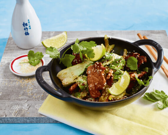 Stir-fry Schweinefilet mit Pak Choi