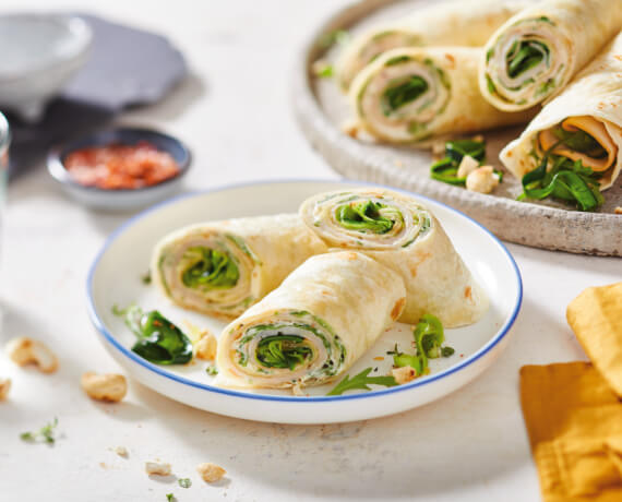 Wraps mit Zucchini und Schinken