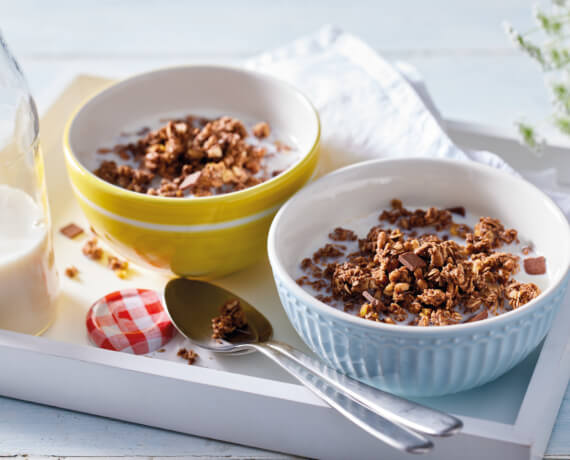 Schoko Knuspermüsli mit Sojadrink