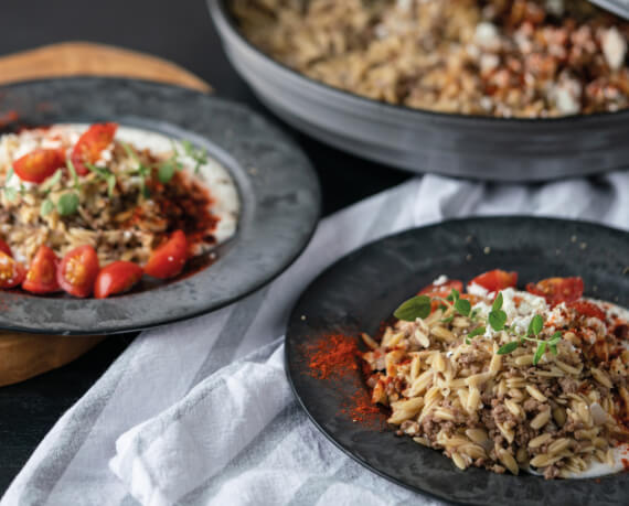 20 Minuten One-Pot mit Feta und Kritharaki Nudeln