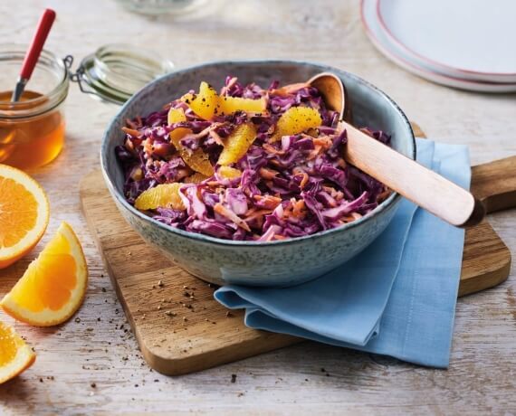 Rotkohl-Slaw mit Orange