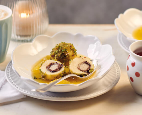 Mozartknödel mit Orangensauce