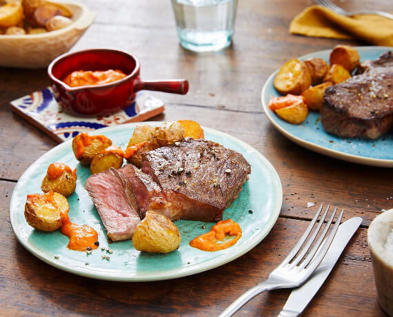 Rumpsteak mit spanischen Ofenkartoffeln