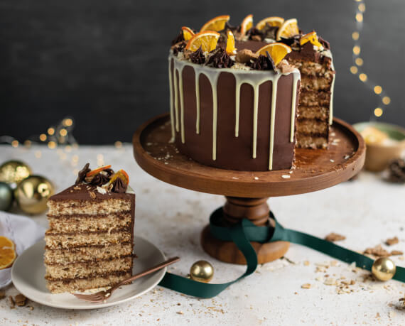 Weihnachtstorte mit Spekulatius und Schoko-Ganache