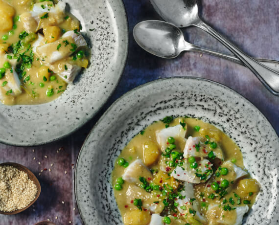 Fischcurry mit Mango und Koriander