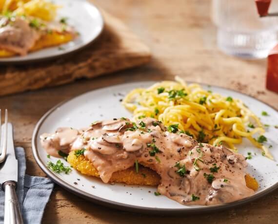 Veganes Jägerschnitzel mit Spätzle