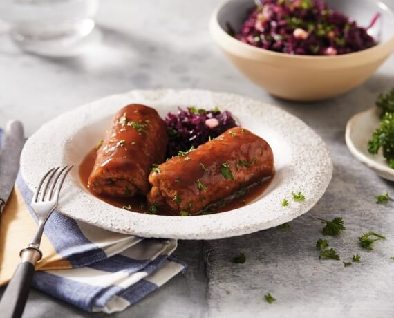 Vegane Rouladen mit Rotkohl