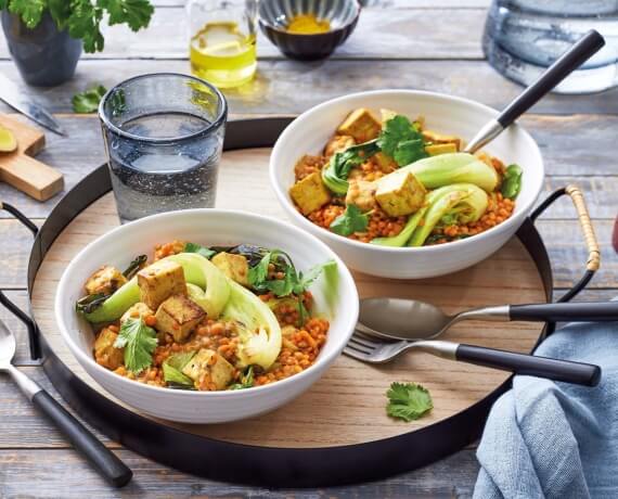 Linsen-Tofu-Curry mit Pak Choi