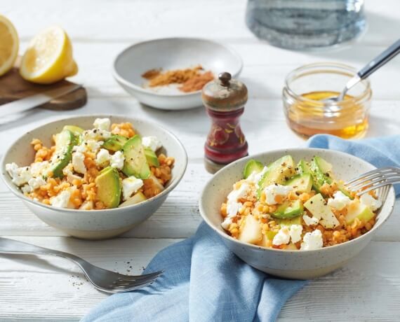 Linsen-Birnen-Salat mit Feta und Avocado