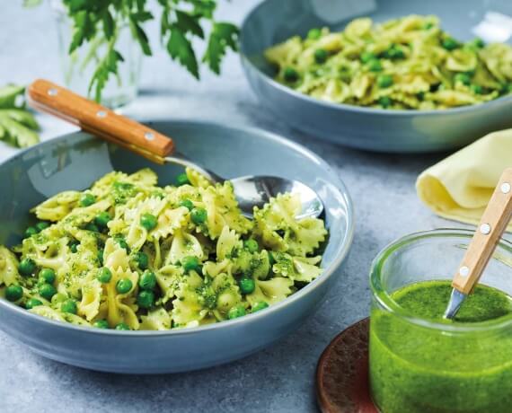 Farfalle mit grünem Pesto