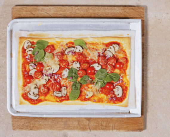 Vegane Spinat Pizza mit Pilzen - Schritt 4