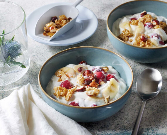 Kirsch-Bananen-Quark mit Knusperflocken