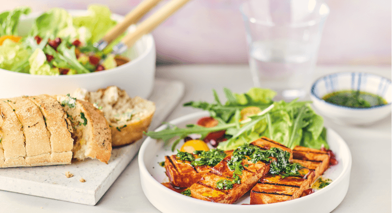 Marinierter Tofu mit Basilikumoel