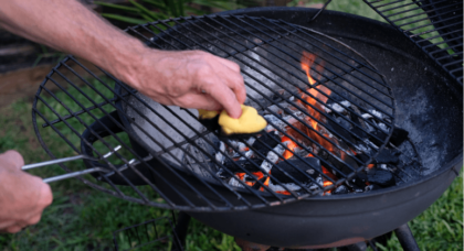 Reinigung Grillrost mit Schwamm