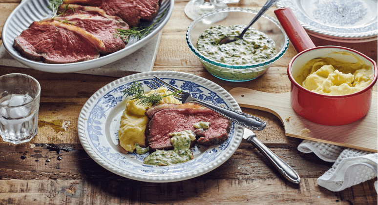 Sous-vide gegartes Roastbeef mit Remoulade
