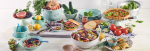 Gedeckter Tisch veganen Speisen
