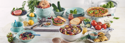 Gedeckter Tisch veganen Speisen