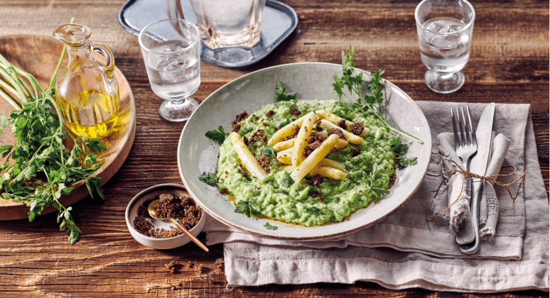 Petersilien Risotto mit weissem Spargel