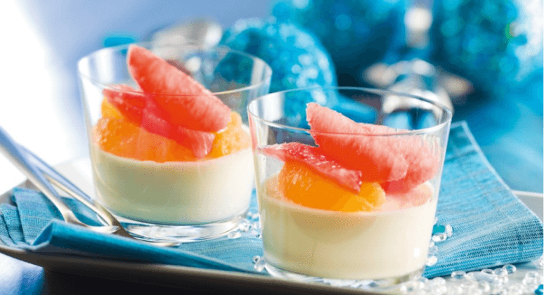 Zitronengras Panna Cotta mit Orangen und Grapefruit